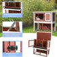 TRIXIE natura Outdoor Rabbit Hutch with Run - 2-Story Rabbit Cage with Non-Slip Ramp - Medium Elevated Small Animal House with Secure Playpen, Hinged Roof & Pull-Out Tray - in Auburn/White