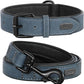 Didog Soft Padded Leather Dog Collar and Leash Set, Adjustable Dog Leash and Collar Set with Metal Buckle, Breathable Dog Collars with 4FT PU Leather Dog Leash for Small Medium Dogs, Blue, M