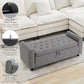 Ottoman with Storage, Tufted Storage Bench for Bedroom, 48" Fabrics End of Bed Bench, Upholstered Entryway Shoe Benches with Rolled Arm & Inner Zipper, Window Ottomans Chest with Rivets, Drak Grey