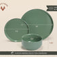 Ceramic Dinnerware Set, 12-Piece Service for 4, Round, Microwave and Dishwasher Safe, Cambridge Classics (Dusty Jade)