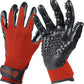 H HANDSON Pet Grooming Gloves - Patented #1 Ranked, Award Winning Shedding, Bathing, & Hair Remover Gloves - Gentle Brush for Cats, Dogs, and Horses (Red, Small)