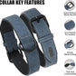 Didog Soft Padded PU Leather Dog Collar, Breathable and Adjustable Dog Collar for Large Dogs, Comfortable for Daily Walk, Blue, XL Fit Neck 17-21"(44-71 lbs)