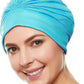 BEEMO Swim Caps for Women Swimming Turban Polyester Latex Lined Pleated for Ladies