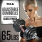 TELK – Adjustable Dumbbell Set – Home Gym Weight Set with Baked Enamel Cast Iron Plates – Space-Saving Free Weights for Strength Training