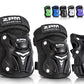 2PM SPORTS Knee Pads for Kids, Wrist Guards Knee and Elbow Pads Set with Drawstring Bag, Protective Gear Set for Girls Boys Roller Skating Cycling Skateboard - Black Medium