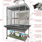 Extra Large Elegant and Durable Wrought Iron Climbing Ladder Perch Stand Play Top Ground Bird Parrot Metal Cage Around Seed Guard Storage Shelf with Heavy Duty Lockable Rolling Wheels