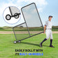 Yes4All Portable L-Screen Baseball 7x7ft with 2 Baseballs, Rubber Wheels - L Screen Baseball for Batting Cage, Protective Pitching Screen Net Double Layers, Carry Bag Included