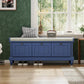 Classic Shoe Storage Bench with Cushion and Three Drawers, Fluted Entryway Bench with Storage for Entryway, Living Room, Hallways 44.0" L x 15.9" W x 18.9" H Antique Navy
