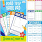 Road Trip Game Pad, 80 Perforated Sheets Travel Activity Pad, 5 Games in 1 Pad, Plane, Car Trip Activity, Pen Pencil & Paper Game for Kids, Adults (6” x 9”)