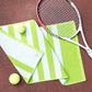 Luzia Striped Workout Towel for Sweat (Pack of 4) - Premium Quality 100% Turkish Cotton - Lightweight and Super Absorbent for Exercise, Sports, Workout, Fitness, Gym, Yoga, Running (Green)