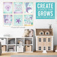 Hadley Designs 6 Mermaid Wall Decor – Reversible Magical Mermaid Wall Art for Nursery & Bathroom, Under the Sea Unframed Ocean-Themed Room Decor Prints for Girls' Bedroom