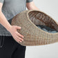 D+GARDEN Wicker Cat Bed Dome for Medium Indoor Cats - a Covered Cat Hideaway Hut of Faux Rattan Houses Pets in Dome Basket, Washable