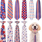PET SHOW 10 Pack 4th of July Dog Ties Neckties for Large Medium Dogs Adjustable Holiday Grooming Accessories Patriotic Neck Ties Bowties Girl Boy Pets Memorial Day Holiday Party Costumes