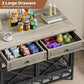 IRONCK 44 inch Large Dog Crate Furniture, Wooden Dog Kennel with Storage Drawers for Medium/Large Dogs, Decorative Dogs Kennel Indoor, Light Ivory