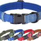 PET ARTIST Soft Cotton Dog Collar for Small Dogs in Tranquil Blue, Simple Dog Collar with Quick Release Metal Buckle & D Ring, S Size (10-16")
