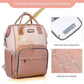 Diaper Bag Backpack, Diaper Bags for Baby Girls Boys, Baby Bags for Moms Dads, Nappy Changing Bag with Insulated Pockets,Multi-functional Waterproof Backpack with Stroller straps -Pink light pink