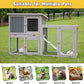 Assembled Wooden Indoor & Outdoor Rabbit Hutch, 2 Story Small Animal House Habitat, Durable Pet Bunny House Cage with Cleaning Tray, for Bunny Chick Duck Hamster (Grey)
