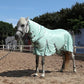Horse Fly Sheet with Detachable Neck Cover & Belly Wrap, Adjustable Fly Sheet for Horses, Ventilated Airflow Mesh Equine Cooling Summer Flysheet Green 81