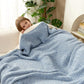 Snuggle Sac Blue Throw Blankets for Couch, Reversible Super Soft Warm Blankets Cozy Knit Blanket Fuzzy Plush Throws for Sofa, Bed, Gift, Heather Blue, 50 x 60 inches