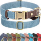Didog Soft PU Leather Dog Collars for Small Dogs,Classic Adjustable Dog Collars with Quick Release Metal Buckle,Easy Clean and Comfortable with Nylon Lining,Denim Blue,S Neck 10-15"