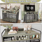 Dog Crate Furniture, 48" Heavy Duty Wooden Dog Crate End Table, XL Dog Kennel Furniture Large Breed, Decorative Dog Kennel Indoor with 3 Drawers & Steel Tubes 48" L x28 W x38 H (Grey)