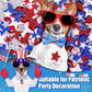 Hillban 50 Pcs Patriotic Collar Dog Bow Ties Blue and Red Star Print Dog Collar Accessories Bow Ties Attachment with Elastic Bands Detachable Charms for Pets Collar 4 of July Costume