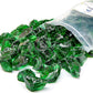 TWINKLING High Luster Fire Glass Gravel Stone,Broken Glass,Fire Pit Glass,Crushed Glass for Fireplace Pit Aquarium Garden Decoration,1-3cm,2-Pound Jar (Green)