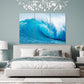 Nature Wall Art Prints - Ocean Forest Mountain Lake Canvas Landscapes - Small to Extra Large Living Room Bedroom Kitchen Bathroom Décor (Blue Ocean Wave, 35L" x 53W" - 3 Panels)