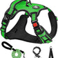 NESTROAD No Pull Dog Harness,Adjustable Oxford Dog Vest Harness with Leash,Reflective No-Choke Pet Harness with Easy Control Soft Handle for Large Dogs(X-Large,FluorescentGreen)