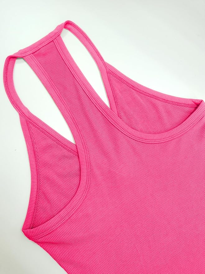 iGENJUN Workout Tops for Women Racerback Basic Tank Summer 2025 Camisole V Neck Slim Fit Ribbed Sleeveless