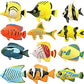 HAPTIME 12PCS Tropical Fish Toys Set, Pastic Cute Sea Life Creatures Learning Educational Toy Party Favors for Boys, Girls, Kids