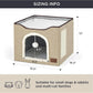 Bedsure Cat Beds for Indoor Cats - Large Cat Cave for Pet Cat House with Fluffy Ball Hanging and Scratch Pad, Foldable Cat Hideaway, 16.5x16.5x13 inches, Brown