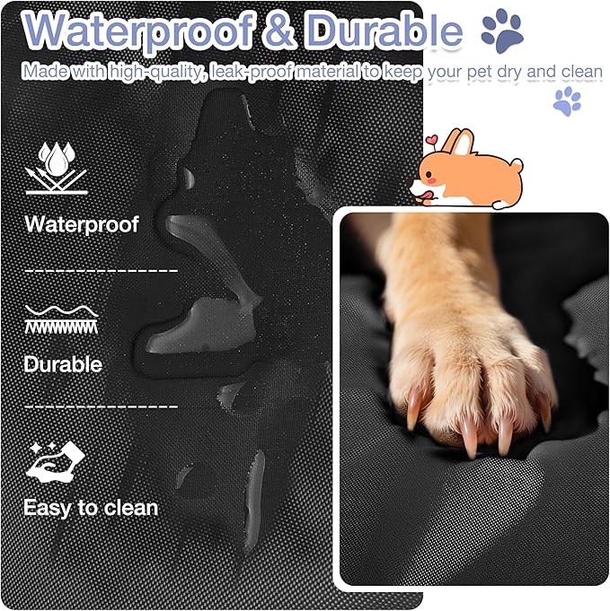 Kritter Planet Waterproof Foldable Dog Bed Pad for Camping & Travel, Portable Roll-Up Dog Bed Car Seat Pet Cushion Mat with Handles for Medium & Large Dogs, Indoor & Outdoor Use