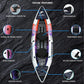 UPWELL 13'6”/11' Inflatable Recreational Kayak - 2 Person with Drop Stitch Floor and Accessories Including Kayak Seats with High Back Support, Paddle, Fin, Repair Kits, Carry Bag and Hand Pump