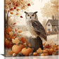 Fall Owl Wall Art Autumn Pumpkin Leaves Wall Decor Rustic Canvas Print Farmhouse Pictures Painting Print Framed Artwork Decorations Gifts for Living Room Bathroom Bedroom Office 20"x24"