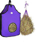 Majestic Ally 1200 D Hay Feeder Tote Bag for Horses, Sheep with Reflective Trim- Reduces Waste - Comes with 36” Hay Net (Purple)