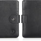 Polare Luxury RFID Blocking Leather Passport Holder Travel Wallet For Men and Women (Black with AirTag Slot(Snap Version))