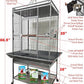 X-Large Elegant and Durable Wrought Iron Play Ground Perch Stand Top Climbing Ladder Bird Parrot Rolling Metal Cage with Around Seed Guard Storage Shelf On Heavy Duty Lockable Rolling Wheels