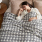 Snuggle Sac Houndstooth Throw Blanket for Couch, Reversible Super Soft Warm Blankets Cozy Knit Fuzzy Plush Lightweight Throws for Sofa, Bed, Camping, Grey,50x60 inches