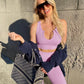 QINSEN Workout Outfits for Women 2 Piece Ribbed Seamless Crop Tank High Waist Yoga Leggings Sets