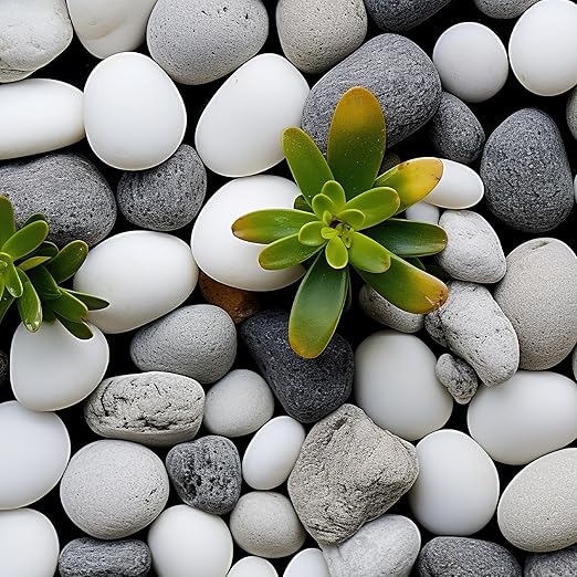 Large River Rocks for Landscaping 20lbs, 3-4 Inch White River Rocks, Hand-Picked Natural Stones for Garden Design Fish Tank, Pathways and Backyard