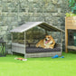 PawHut Wicker Dog House Outdoor with Canopy, Rattan Dog Bed with Water-Resistant Cushion, Raised Dog Bed for Small, Medium Dogs up to 66 lbs, 19.75" in Length, Gradient Gray Wicker & Cushion