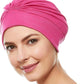 BEEMO Swim Caps for Women Swimming Turban Polyester Latex Lined Pleated for Ladies