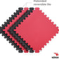 Norsk Reversible Gym Exercise Mats 3/4" Thick EVA Interlocking Foam Tiles, Perfect Gym Flooring for Home Gym, 4 Tiles & 8 Trim Pieces, 16 Sq. Ft. 24"x24", Red/Black