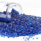 TWINKLING High Luster Round Fire Glass Stones, Marbles, Pebbles, Beads Gems for Fire Pit Vase Fillers Crafts Aquarium Garden Decoration, 3-6mm, 1-Pound Jar (Cobalt Blue)