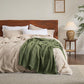 Bedsure 100% Cotton Blanket Queen Size for Bed - Breathable and Soft, Waffle Weave Blanket for Summer, Thick Cozy Fall Blankets for Women Gift, Olive Green, 90x90 Inches