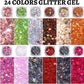 Teenitor 24 Colors Body & Hair Glitter Gel - Face, Body, Hair Glitter for Halloween Makeup Festival