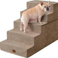EHEYCIGA Dog Stairs for High Bed 25" H, 5-Step Extra Wide Dog Steps for Bed, Pet Steps for Small Dogs and Cats, Non-Slip Balanced Pet Ramp Indoor, Camel