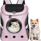 Cat Backpack Carrier, Airline Approved, Space Capsule Bubble Design, Ideal for Cats & Dogs up to 28-35 lbs, with Strong Straps, Safety Zippers, Mesh, Comfortable for Hiking & Travel (Pink)