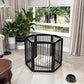 Freestanding Pet Gate for Dogs, Indoor Wooden Foldable Dog Gate for House, Extra Wide, Pet Fence for Stairs, Doorways, Halls, Support Feet Included, 120 Inch Wide, 6 Panels 32",Brown